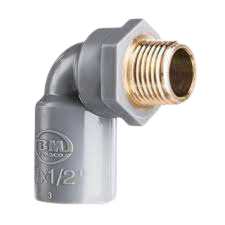 Co 90° PVC Bình Minh Ø21 ren thau ngoài