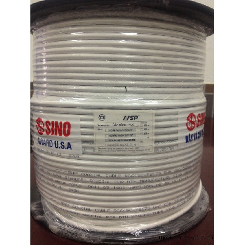 Dây Tivi SN trắng liền nguồn (lõi đồng) Sino RG59/BC+2c x0.4SN/TR/ SN, 305m/cuộn