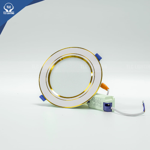 Đèn LED âm trần siêu mỏng 9W hình tròn viền vàng TLC, TLC-ASM-HT-VV-9W, ánh sáng 3 màu