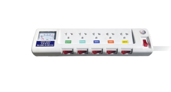 Ổ cắm công suất cao 3300W , đồng hồ báo (W) dài 2.5m - 5OFSSA2.5-2