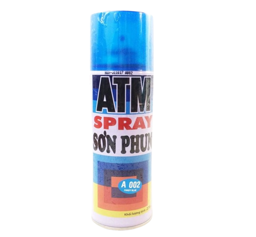 Sơn xe máy ATM A002 màu xanh dương 400ml (Candy blue), 12 chai/ 1 thùng