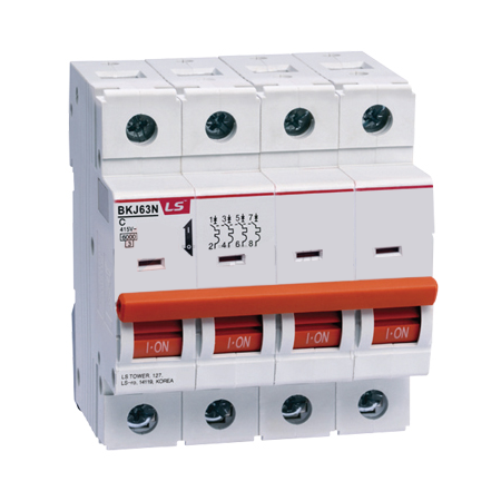 Cầu dao điện loại tép MCB LS, BKJ63N 4P 16A 6kA, gắn trên thanh ray