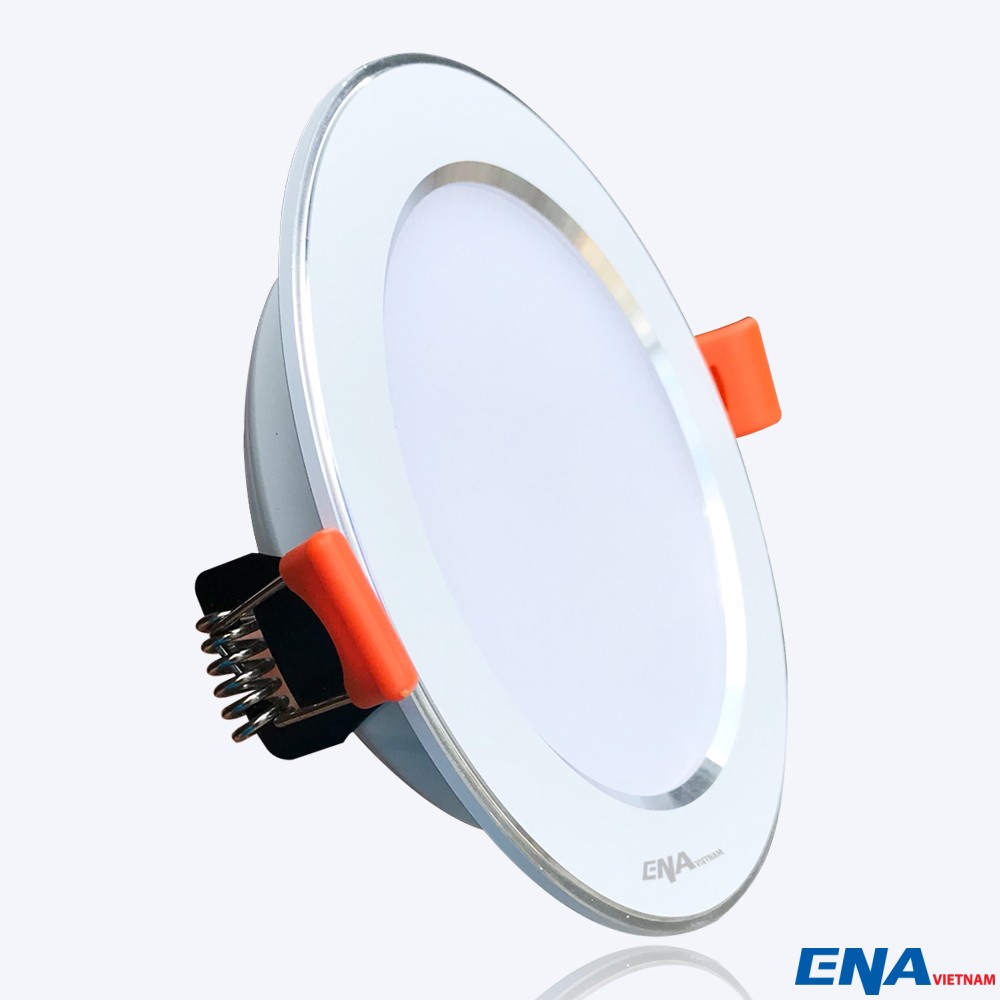 Đèn led downlight âm trần viền bạc 9W Ø105 DTF series ENA DTF09-140/SE(V)B, ánh sáng vàng