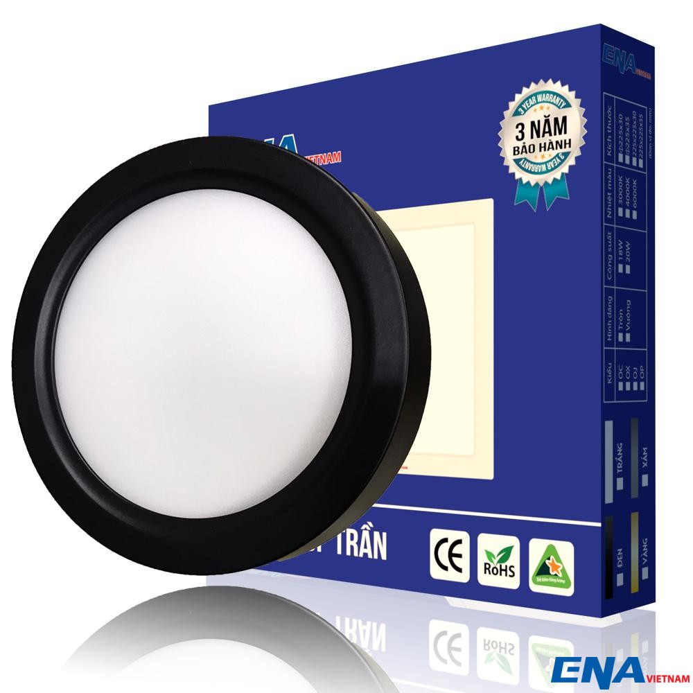 Đèn led ốp trần đen 18W Ø230 OF series ENA OTF18-230/SE(T), ánh sáng trắng