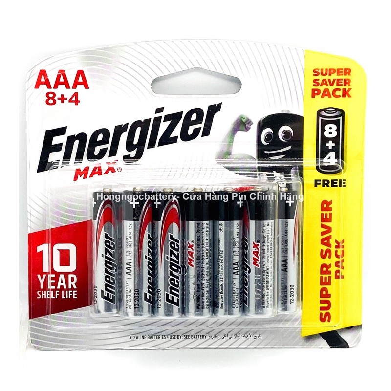 Pin tiểu AAA 1.5V Energizer, vỉ 2/3/6/12 viên