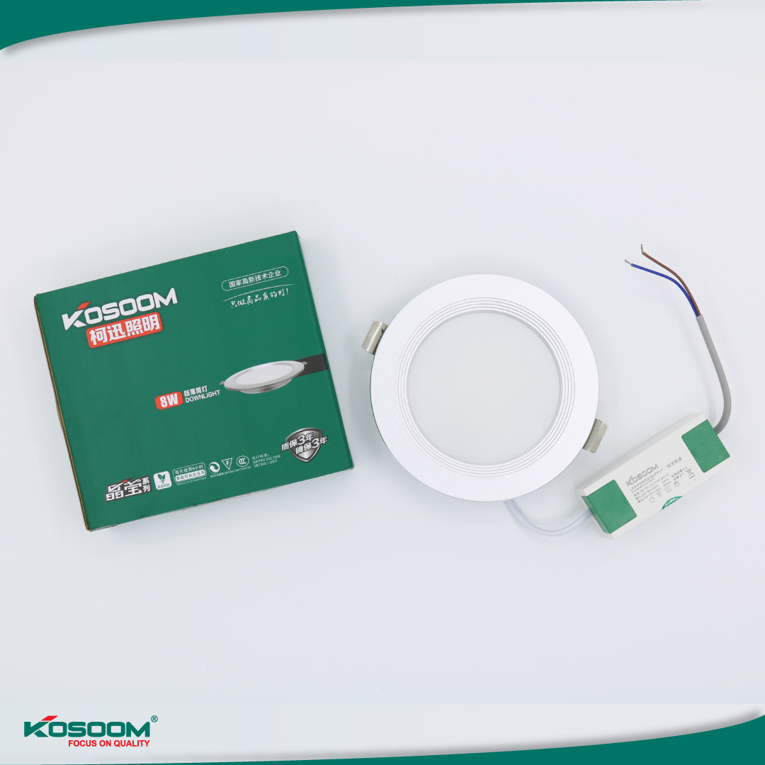 Đèn led âm trần siêu mỏng viền bạc 12W, Ø110-125, kích thước D137*H20, Kosoom DL-KS-SMB-12, ánh sáng trung tính