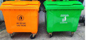 Xe thu gom rác 1100L HDPE 1 ngăn 4 bánh, màu vàng D20cm