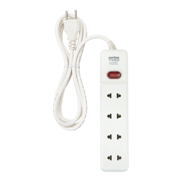 Ổ cắm lõi sứ chống cháy Sopoka 4H2-5, dây 4.5m