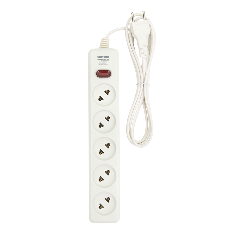 Ổ cắm lõi sứ chống cháy Sopoka 5L2-5, dây 4.5m