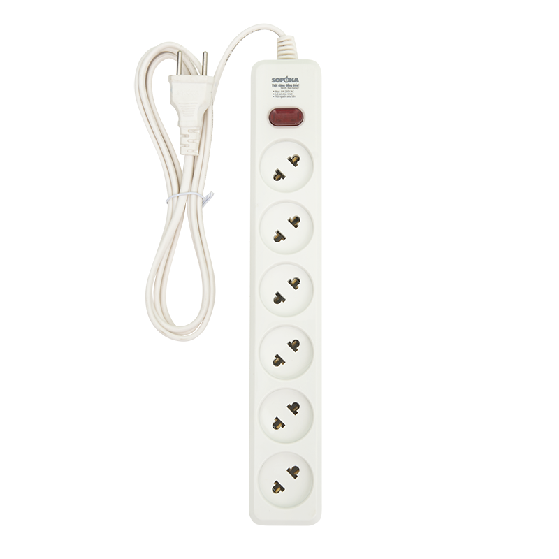Ổ cắm lõi sứ chống cháy Sopoka 6L2-5, dây 4.5m