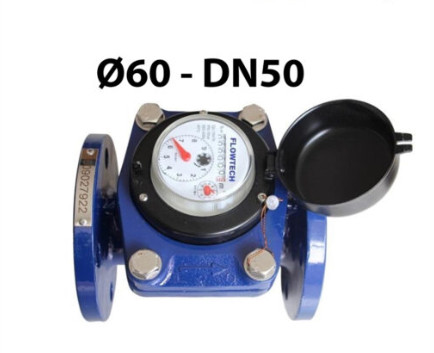 Đồng hồ nước Flowtech DN50 LXSG-50, thân gang, nối bích