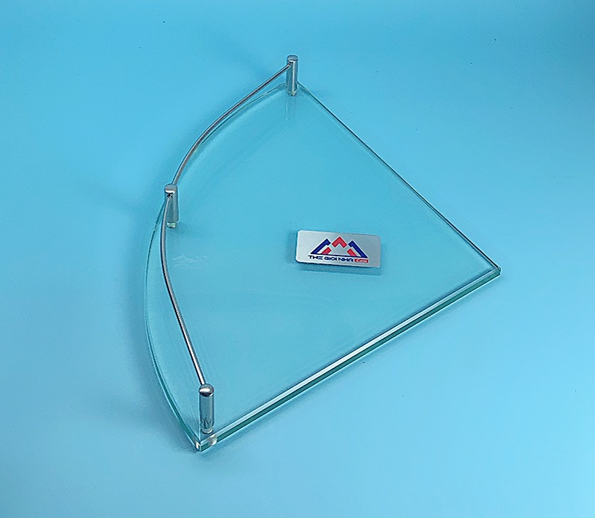 Kệ góc 1 tầng kiếng inox 201 Kính cường lực dày, khung inox chống gỉ