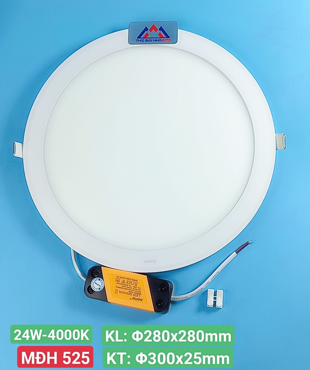 Đèn LED Panel Âm Trần Tròn 24W MPE RPL-24N – Ánh Sáng Trung Tính, Khoét Lỗ Ø280mm
