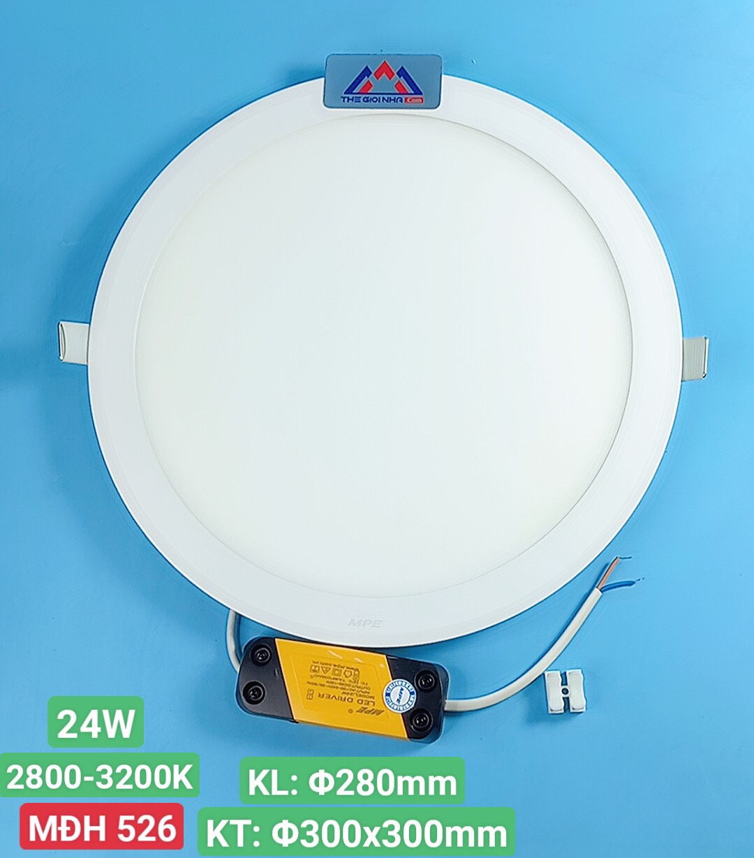 Đèn LED Panel Âm Trần Tròn 24W MPE RPL-24V – Ánh Sáng Vàng, Khoét Lỗ Ø280mm