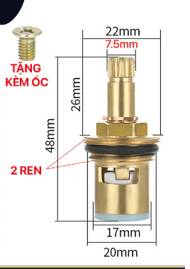 Ti đồng lõi chân dài 2 ren, Đường kính 7.6mm, bền, chống rò rỉ