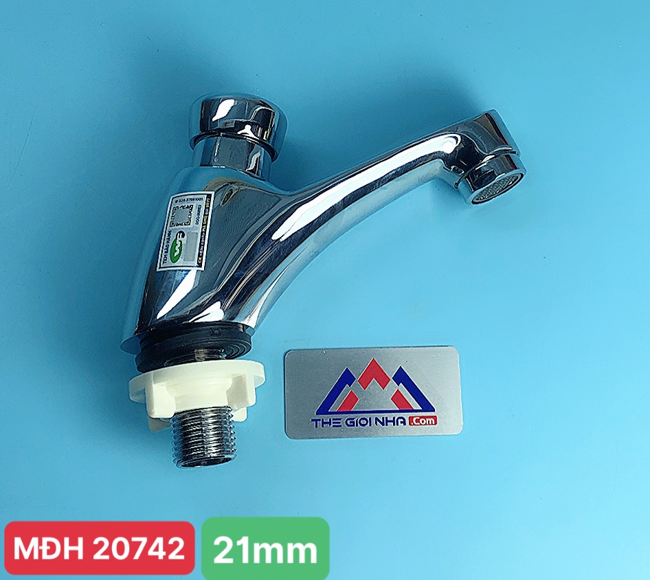 Vòi lavabo tự động ngắt WF121 WuFeng ren 21mm Đồng thau mạ chrome cao cấp