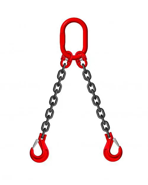 Bộ sling xích cẩu hàng 2 chân dài 5m, tải trọng 500kg, chất liệu thép, đường kính xích 8mm