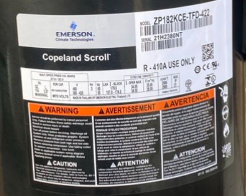 Máy nén lạnh Copeland ZP182KCE-TFD-422 15.2HP R410A
