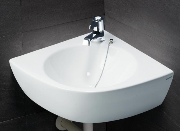 Chậu lavabo treo góc vuông 36x36cm, sứ cao cấp, tiết kiệm không gian