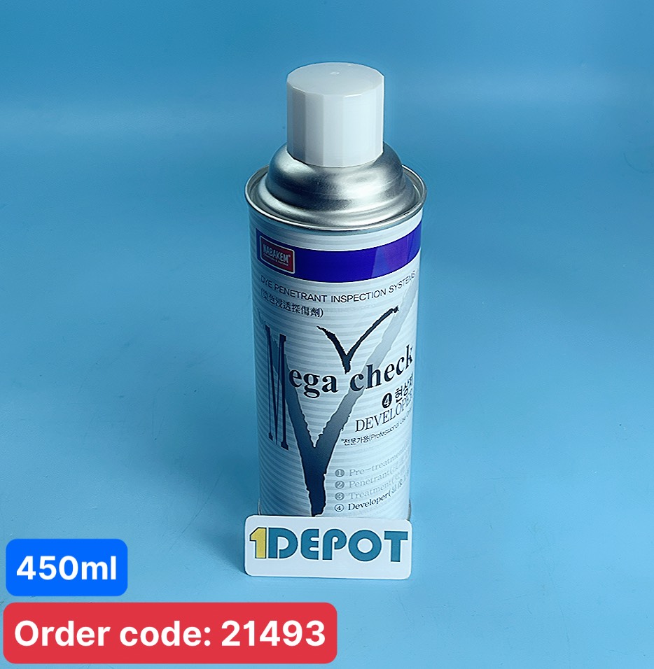 Hóa chất hiện hình vết nứt mối hàn Nabakem Megacheck Developer, 450ml - 20 chai/thùng