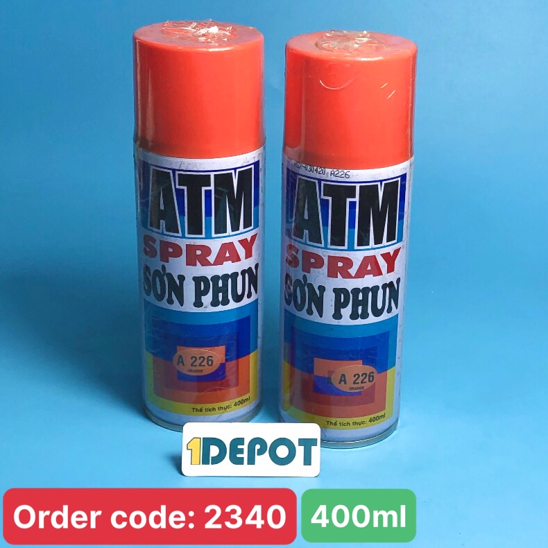 Sơn xịt ATM spray A226 màu cam 400ml (orange), 12 chai/ 1 thùng