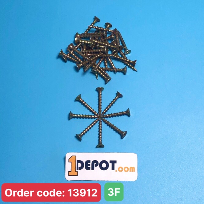 Vít gỗ răng thưa 3F màu vàng, gói 100g (~48 con)