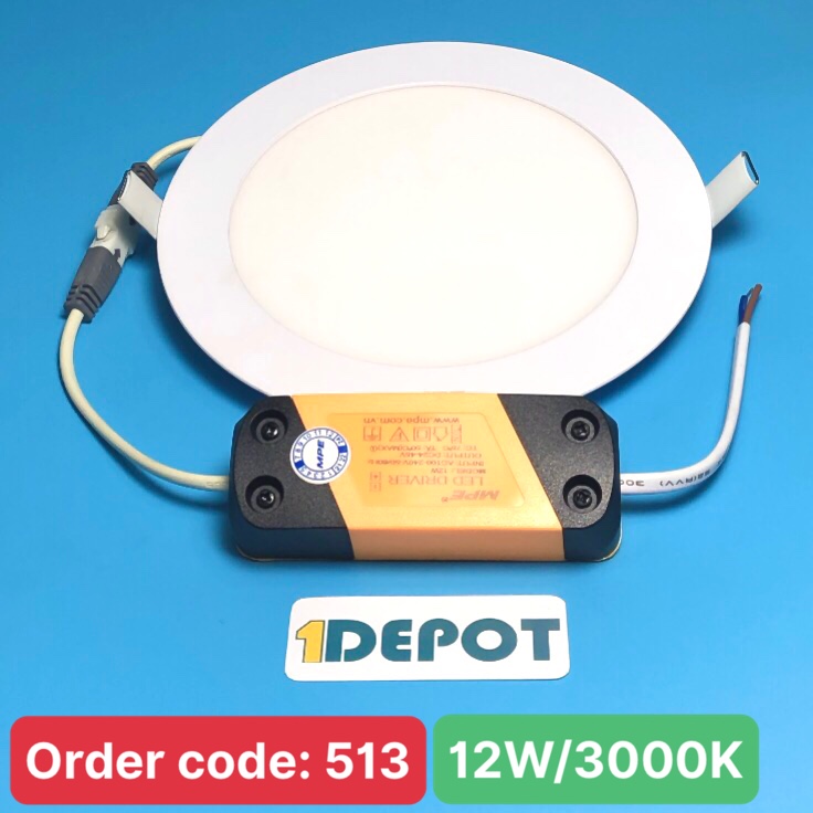 Đèn LED Panel Âm Trần Tròn 12W MPE RPL-12V – Ánh Sáng Vàng, Khoét Lỗ Ø150mm