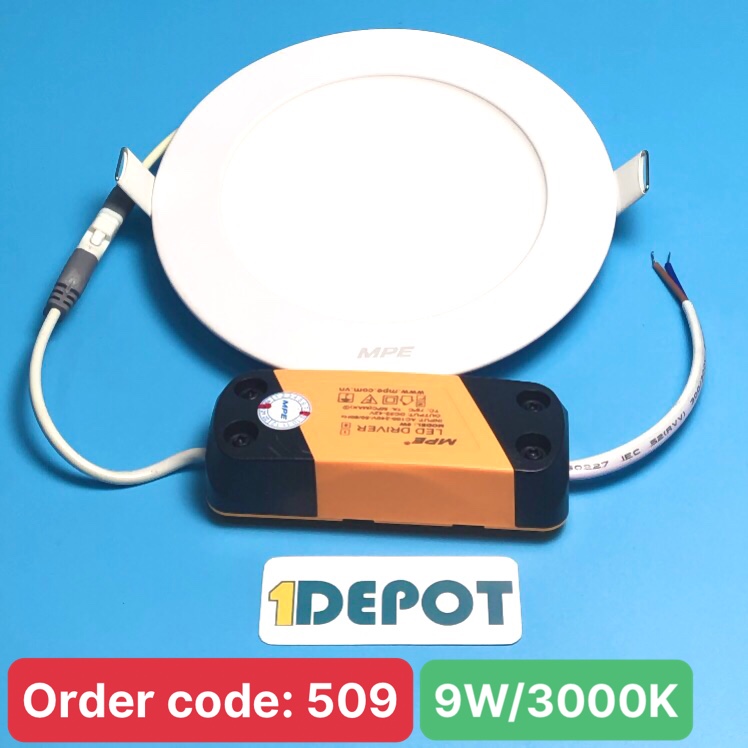 Đèn LED Panel Âm Trần Tròn 9W MPE RPL-9V – Ánh Sáng Vàng, Khoét Lỗ Ø130mm