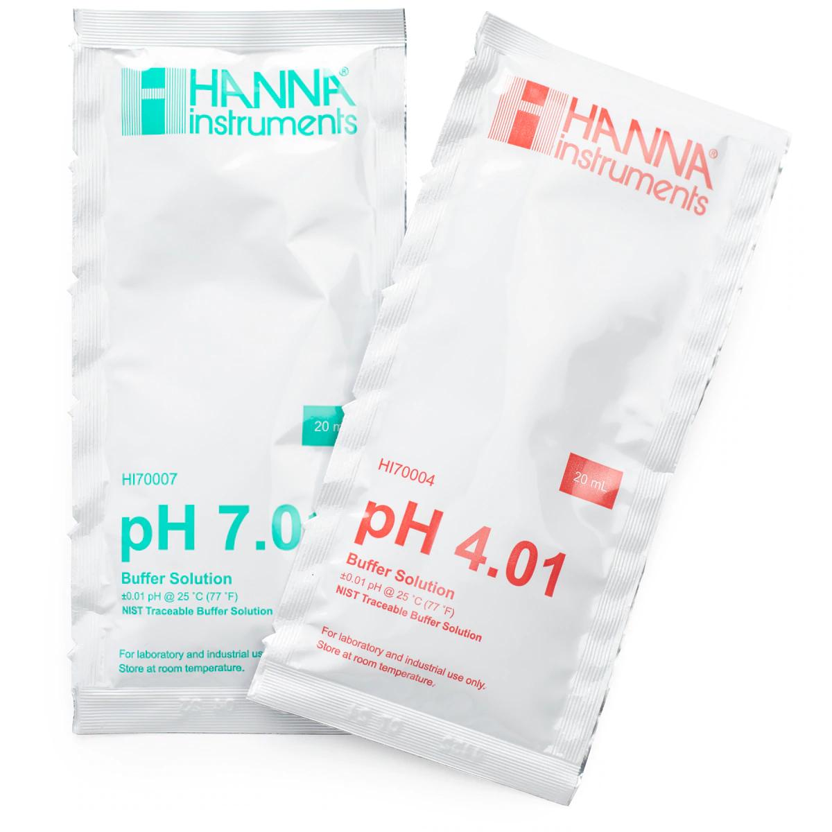 Dung dịch hiệu chuẩn pH 7.01 & pH 4.01 Hanna HI77400P (gói)