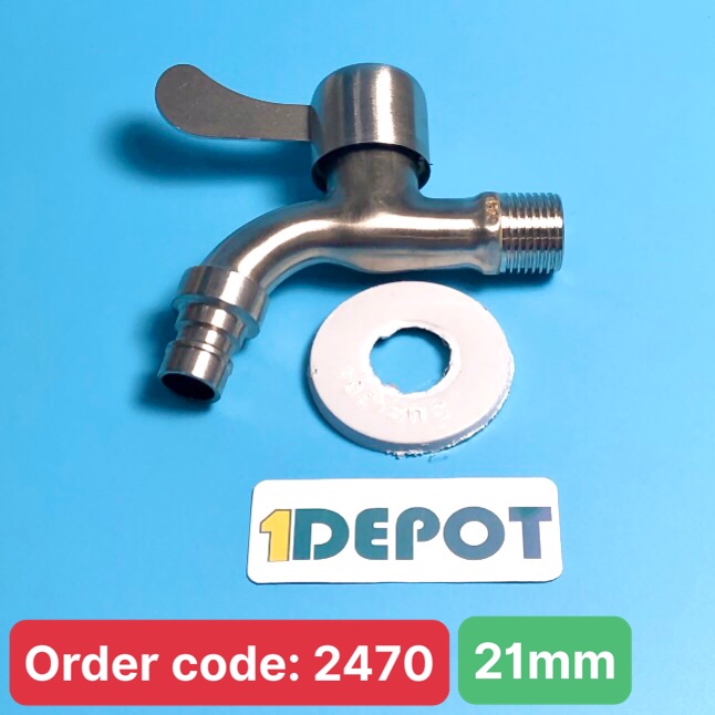 Vòi hồ inox 304 Luco, ren 21mm, bền chắc, chống gỉ