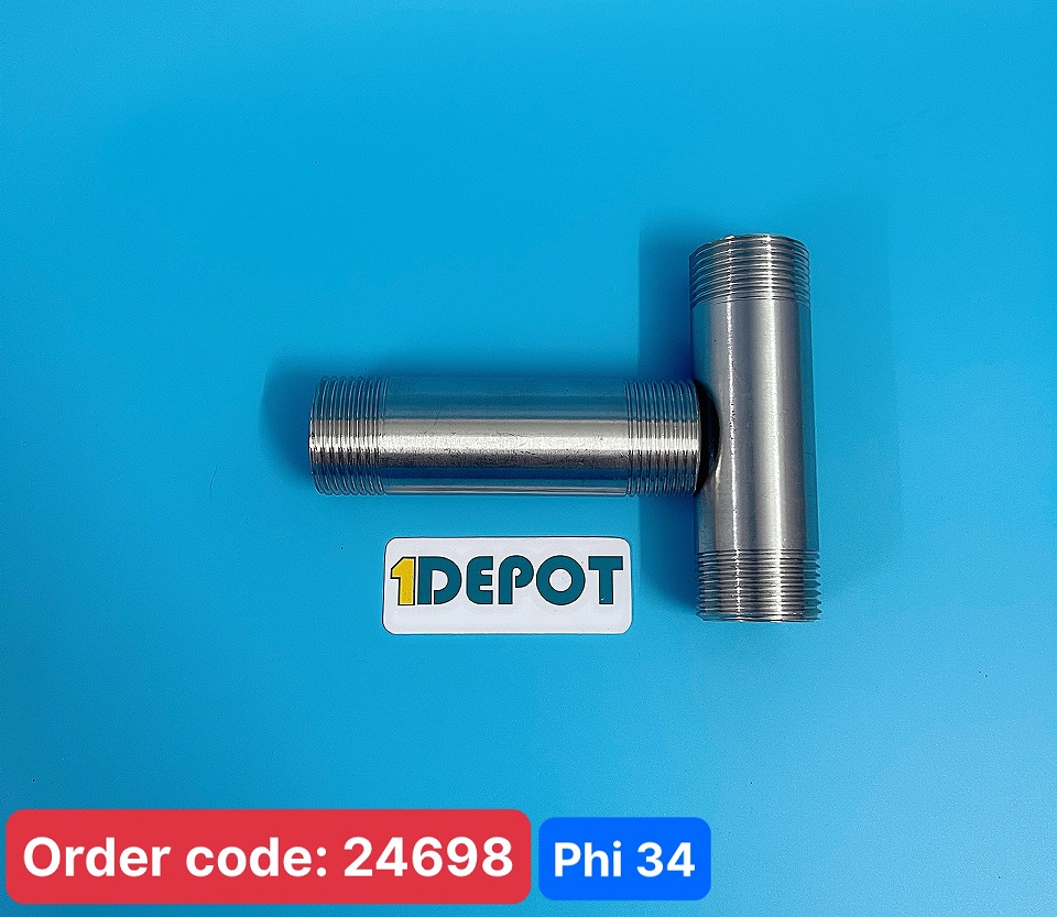 Nối ren ngoài inox 304, phi 34, dài 100mm, dày 3mm