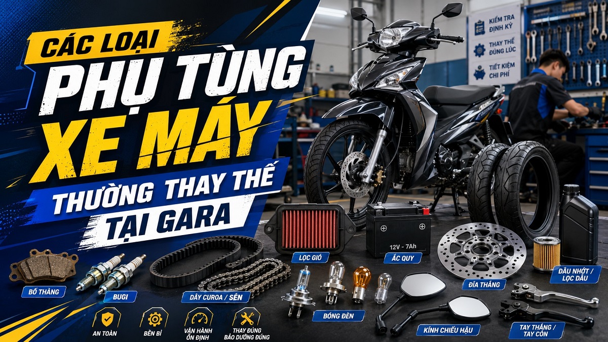 Các Loại Phụ Tùng Xe Máy Thường Thay Thế Tại Gara