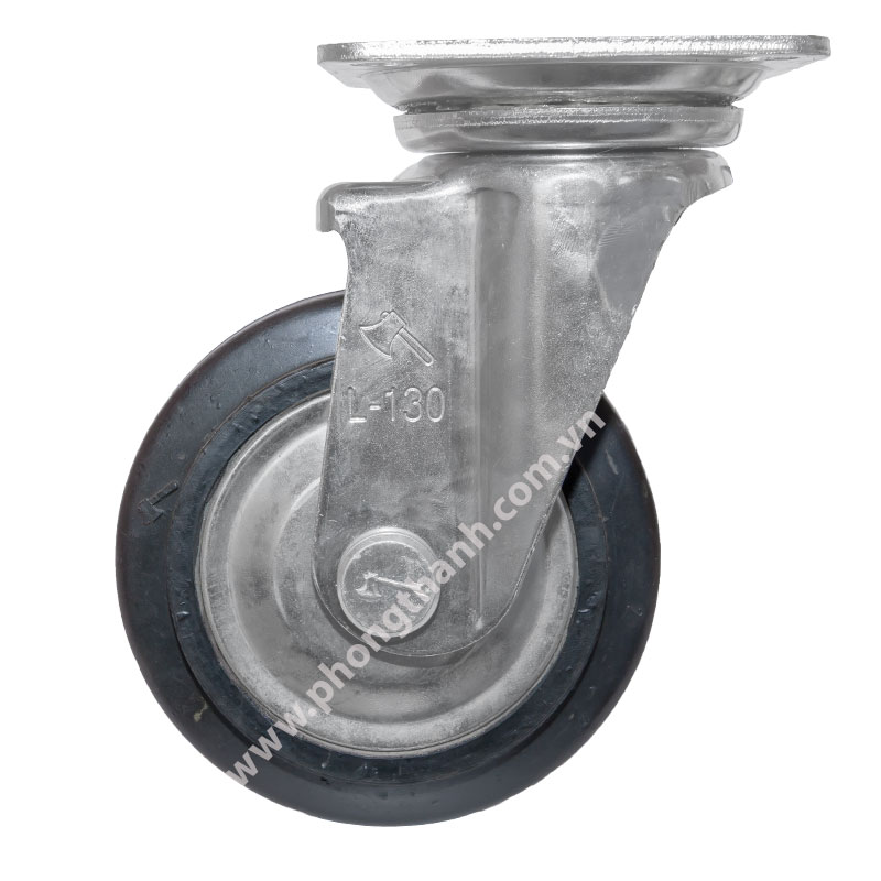 Bánh xe đẩy Phong Thạnh L130 (xoay 360 độ) Ø130mm x cao 179mm x độ dày 41mm, tải trọng 100kg