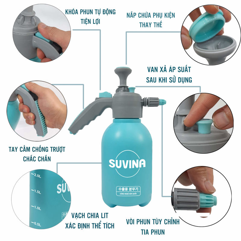 Bình xịt tưới cây SUVINA 2 Lít màu xanh ngọc