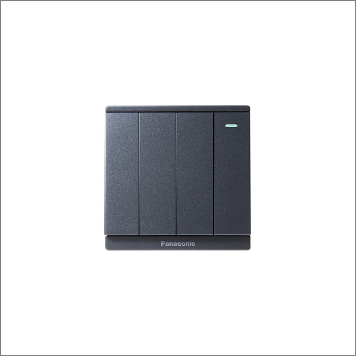Bộ 4 công tắc B, 1 chiều, bắt vít Panasonic WMF517MYH-1VN,  màu xám ánh kim