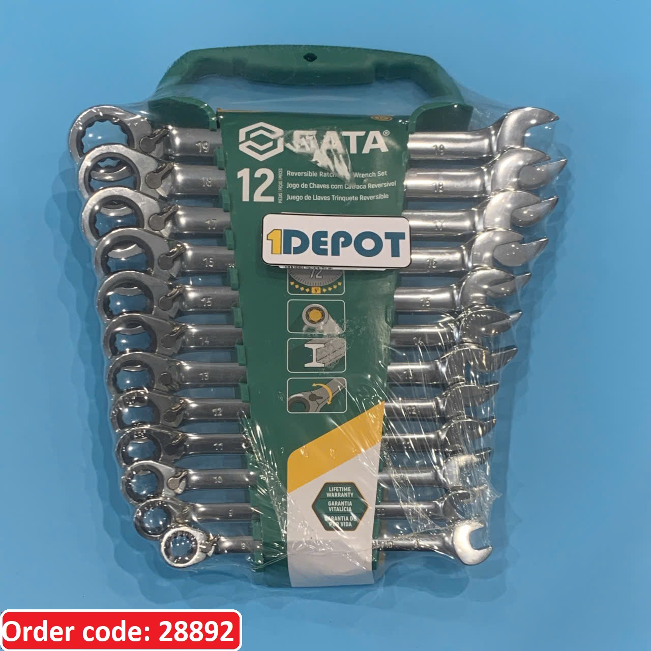 Bộ cờ lê vòng miệng tự động 12 chi tiết hệ inch Sata 08044