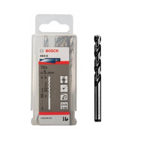 Mũi khoan sắt, thép HSS-G Bocsh 2608595062, đường kính 5mm , 1 hộp/10 mũi