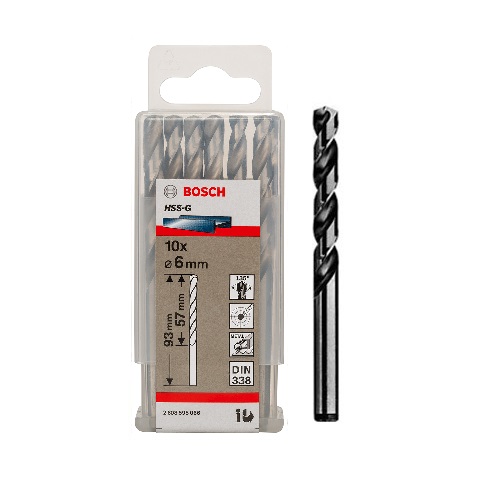 Mũi khoan sắt, thép HSS-G Bocsh 2608595066, đường kính 6mm , 1 hộp/10 mũi