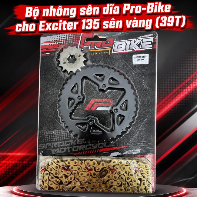 Bộ nhông sên dĩa Pro-Bike cho Exciter 135 sên vàng (39T) 060026