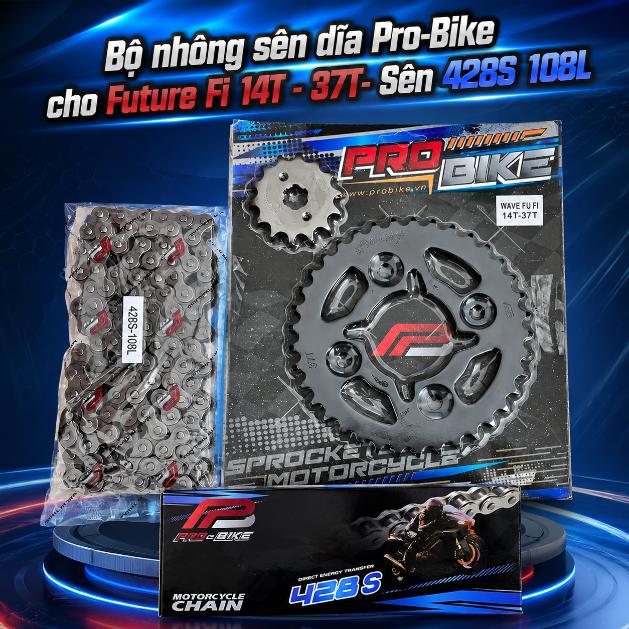 Bộ nhông sên dĩa Pro-Bike cho Future Fi 14T - 37T - Sên 428S 108L (sên tán đúc) 060034