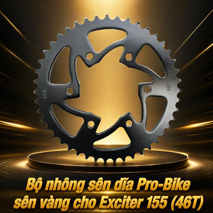 Bộ nhông sên dĩa Pro-Bike sên vàng cho Exciter 155 (46T) 060017