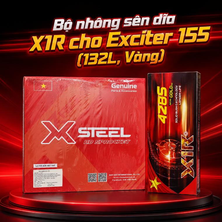 Bộ nhông sên dĩa X1R cho Exciter 155 (132L, Vàng) 070919