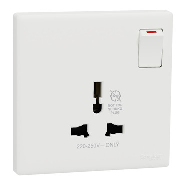 Bộ ổ cắm đơn đa năng có công tắc Schneider KBN15_IS_WE