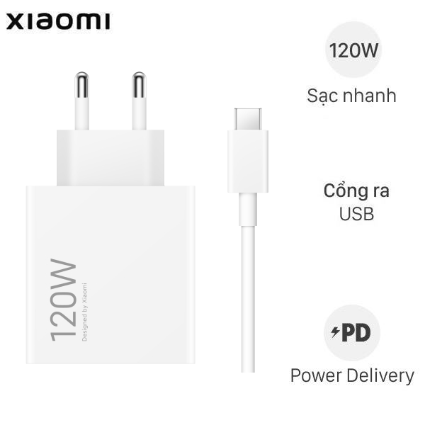 Bộ sạc nhanh USB PD 120W Xiaomi Charging kèm cáp Type C