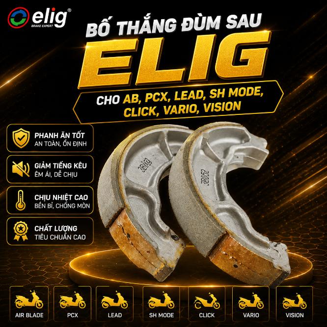 Bố thắng đùm sau Elig cho AB, PCX, Lead, SH Mode, Click, Vario, Vision  970012