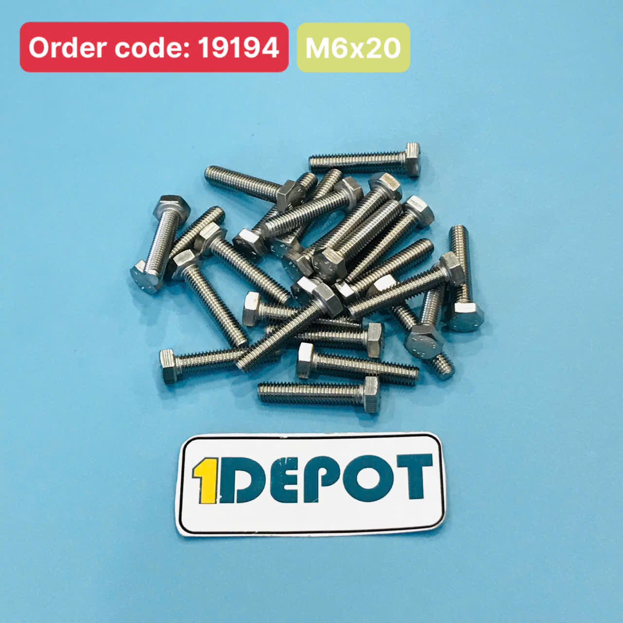Bu lông lục giác ngoài Inox 304, M6x20mm