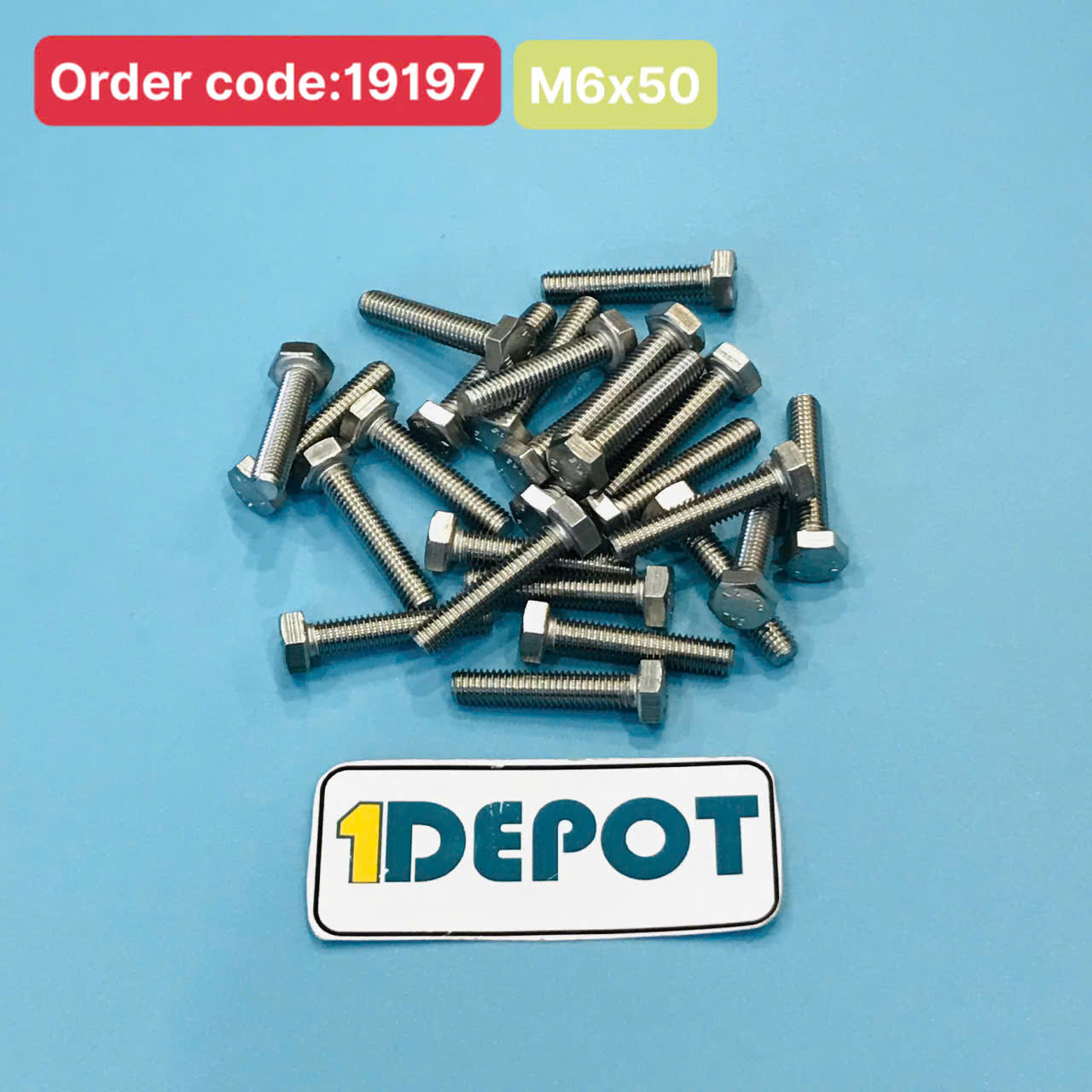 Bu lông lục giác ngoài Inox 304, M6x50mm