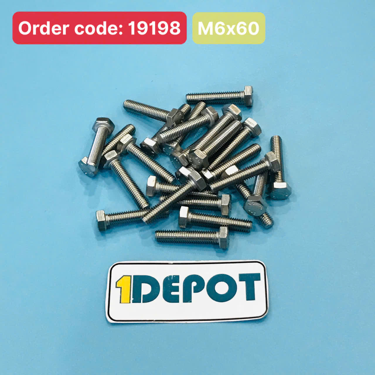 Bu lông lục giác ngoài Inox 304, M6x60mm