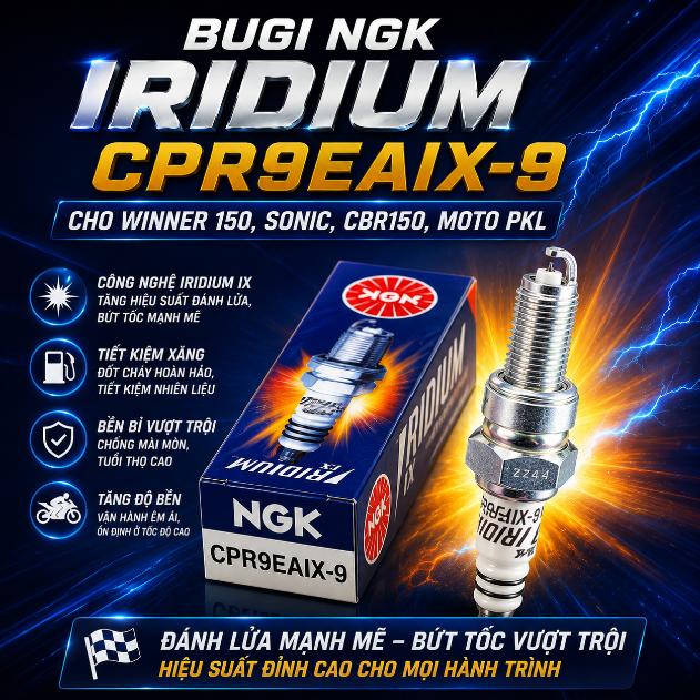 Bugi NGK Iridium CPR9EAIX-9 cho Winner 150, Sonic, CBR150, Moto PKL 020025