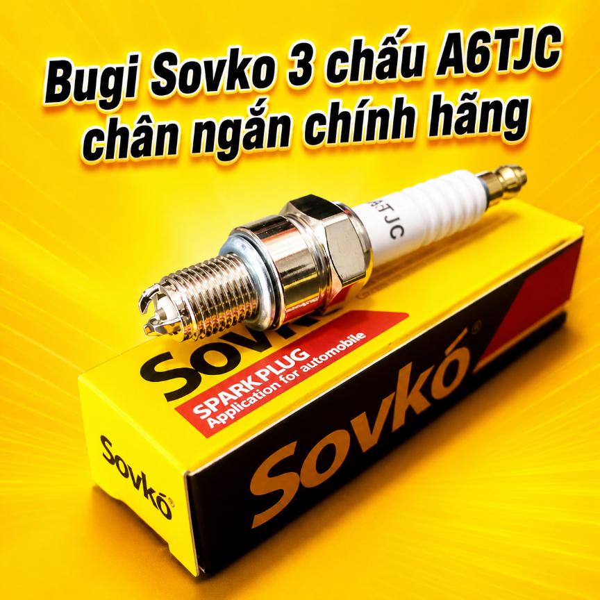 Bugi Sovko 3 chấu A6TJC chân ngắn chính hãng 070595